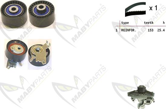 Mabyparts OBKWP0167 - Водяной насос + комплект зубчатого ремня ГРМ autospares.lv