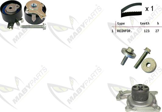 Mabyparts OBKWP0109 - Водяной насос + комплект зубчатого ремня ГРМ autospares.lv