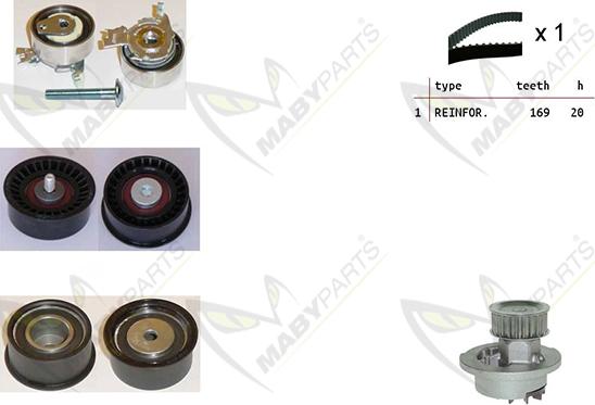 Mabyparts OBKWP0105 - Водяной насос + комплект зубчатого ремня ГРМ autospares.lv