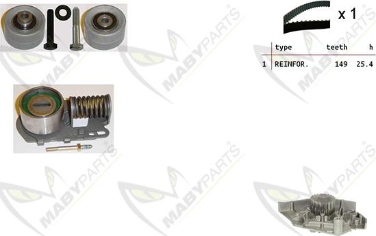 Mabyparts OBKWP0103 - Водяной насос + комплект зубчатого ремня ГРМ autospares.lv