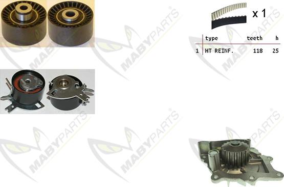 Mabyparts OBKWP0116 - Водяной насос + комплект зубчатого ремня ГРМ autospares.lv