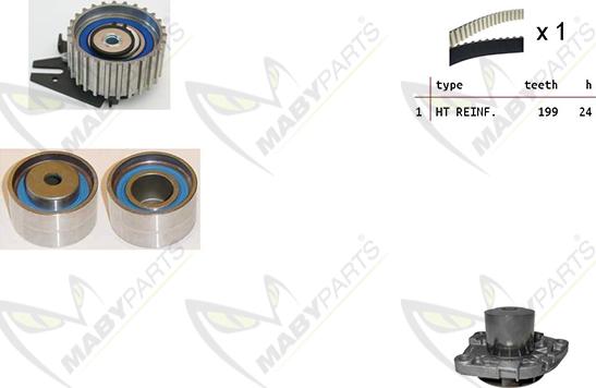 Mabyparts OBKWP0118 - Водяной насос + комплект зубчатого ремня ГРМ autospares.lv