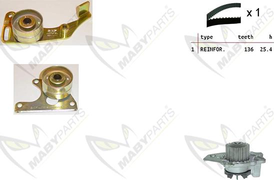 Mabyparts OBKWP0112 - Водяной насос + комплект зубчатого ремня ГРМ autospares.lv