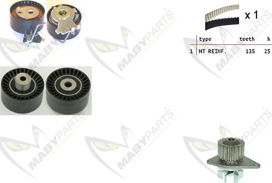 Mabyparts OBKWP0117 - Водяной насос + комплект зубчатого ремня ГРМ autospares.lv