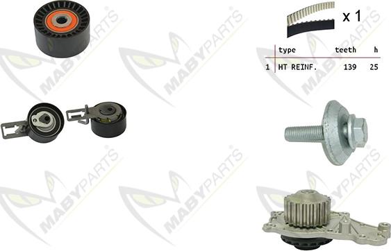 Mabyparts OBKWP0139 - Водяной насос + комплект зубчатого ремня ГРМ autospares.lv