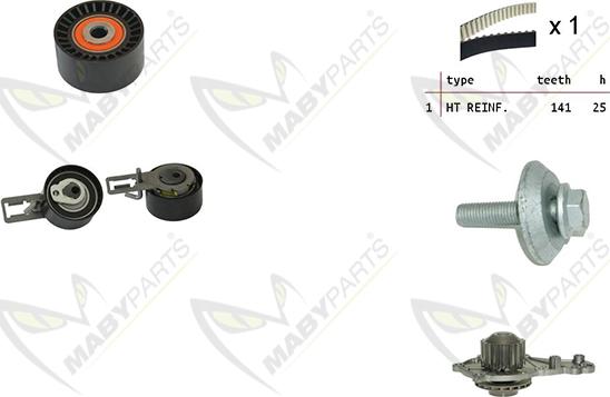 Mabyparts OBKWP0134 - Водяной насос + комплект зубчатого ремня ГРМ autospares.lv