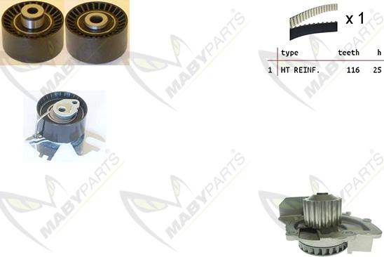 Mabyparts OBKWP0132 - Водяной насос + комплект зубчатого ремня ГРМ autospares.lv