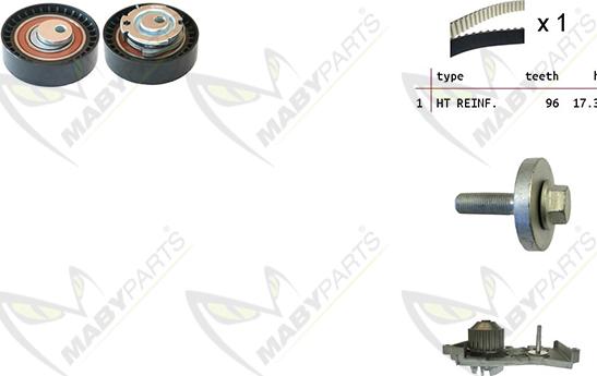 Mabyparts OBKWP0129 - Водяной насос + комплект зубчатого ремня ГРМ autospares.lv