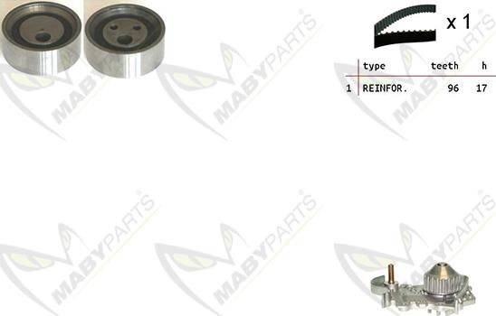 Mabyparts OBKWP0125 - Водяной насос + комплект зубчатого ремня ГРМ autospares.lv