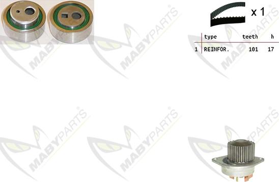 Mabyparts OBKWP0126 - Водяной насос + комплект зубчатого ремня ГРМ autospares.lv
