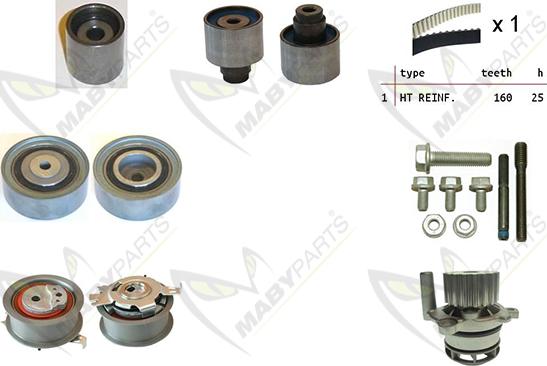 Mabyparts OBKWP0128 - Водяной насос + комплект зубчатого ремня ГРМ autospares.lv