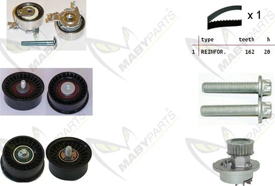 Mabyparts OBKWP0123 - Водяной насос + комплект зубчатого ремня ГРМ autospares.lv