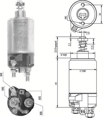 Magneti Marelli 940113050091 - Тяговое реле, соленоид, стартер autospares.lv