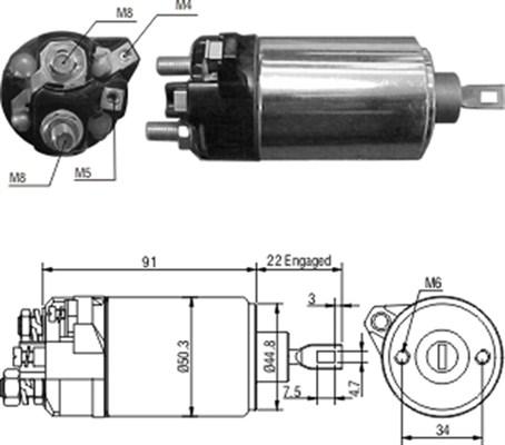 Magneti Marelli 940113050168 - Тяговое реле, соленоид, стартер autospares.lv