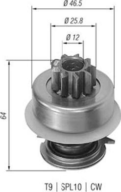 Magneti Marelli 940113020078 - Ведущая шестерня, бендикс, стартер autospares.lv