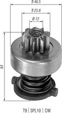 Magneti Marelli 940113020122 - Ведущая шестерня, бендикс, стартер autospares.lv