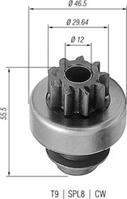 Magneti Marelli 940113020173 - Ведущая шестерня, бендикс, стартер autospares.lv