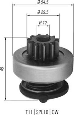 Magneti Marelli 940113020352 - Ведущая шестерня, бендикс, стартер autospares.lv