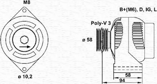 Magneti Marelli 943356939010 - Генератор autospares.lv