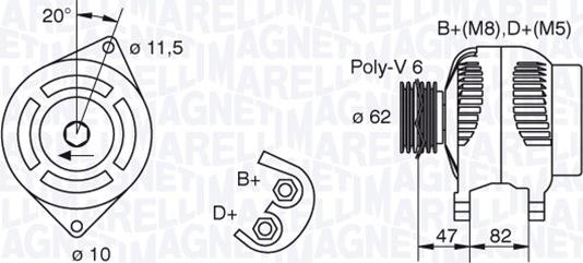 Magneti Marelli 063321615010 - Генератор autospares.lv