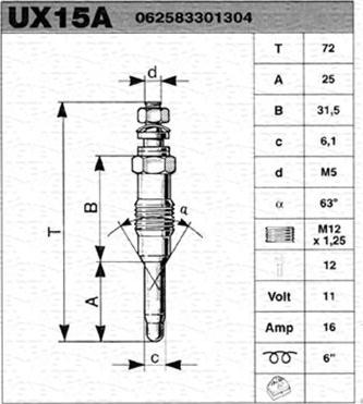 Magneti Marelli 062583301304 - Свеча накаливания autospares.lv