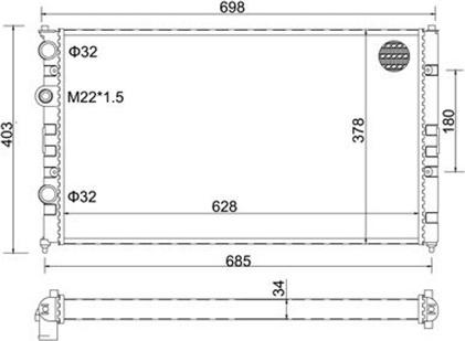 Magneti Marelli 359000300360 - Радиатор, охлаждение двигателя autospares.lv