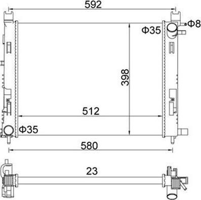 Magneti Marelli 359000301210 - Радиатор, охлаждение двигателя autospares.lv