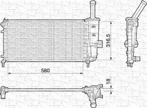 Magneti Marelli 350213195000 - Радиатор, охлаждение двигателя autospares.lv