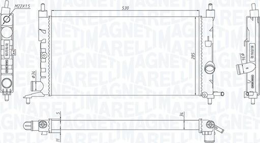 Magneti Marelli 350213190400 - Радиатор, охлаждение двигателя autospares.lv