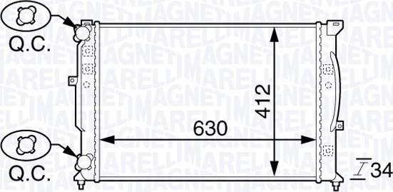 Magneti Marelli 350213144100 - Радиатор, охлаждение двигателя autospares.lv