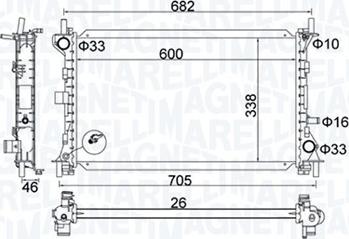 Magneti Marelli 350213159900 - Радиатор, охлаждение двигателя autospares.lv