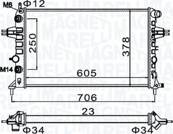 Magneti Marelli 350213158200 - Радиатор, охлаждение двигателя autospares.lv