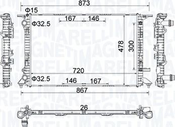 Magneti Marelli 350213152100 - Радиатор, охлаждение двигателя autospares.lv