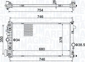 Magneti Marelli 350213152300 - Радиатор, охлаждение двигателя autospares.lv