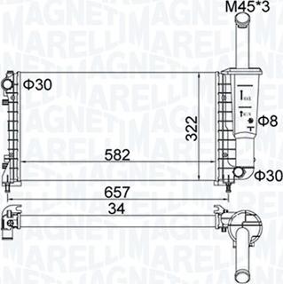 Magneti Marelli 350213183700 - Радиатор, охлаждение двигателя autospares.lv