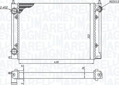 Magneti Marelli 350213187400 - Радиатор, охлаждение двигателя autospares.lv