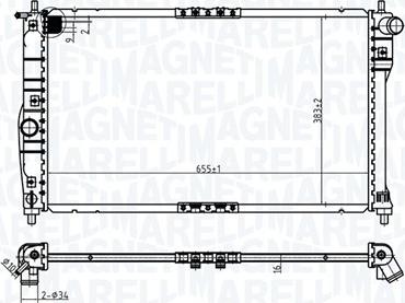 Magneti Marelli 350213174900 - Радиатор, охлаждение двигателя autospares.lv