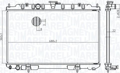 Magneti Marelli 350213175700 - Радиатор, охлаждение двигателя autospares.lv