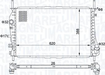 Magneti Marelli 350213177600 - Радиатор, охлаждение двигателя autospares.lv