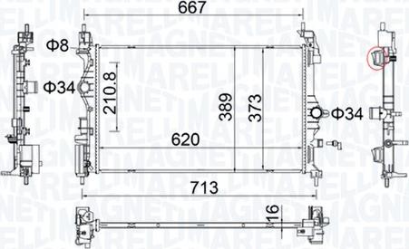 Magneti Marelli 350213206900 - Радиатор, охлаждение двигателя autospares.lv