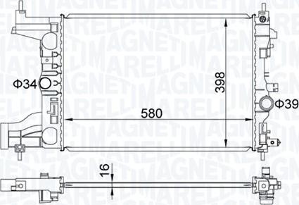 Magneti Marelli 350213206200 - Радиатор, охлаждение двигателя autospares.lv