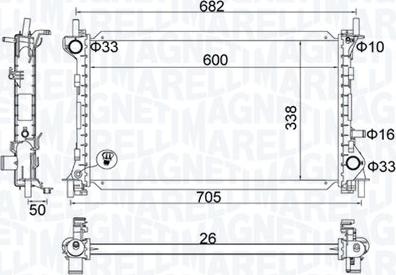 Magneti Marelli 350213201200 - Радиатор, охлаждение двигателя autospares.lv