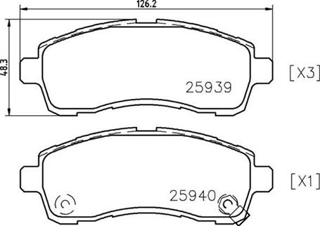 ADVICS-SEA E1N080T - Тормозные колодки, дисковые, комплект autospares.lv