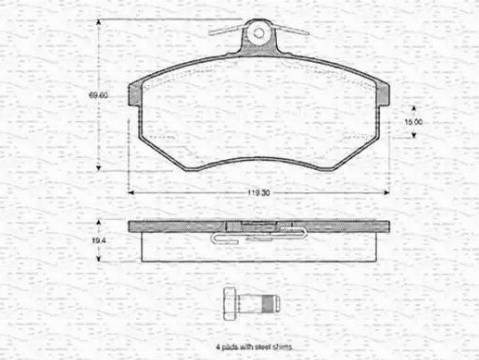 Magneti Marelli 363702160944 - Тормозные колодки, дисковые, комплект autospares.lv