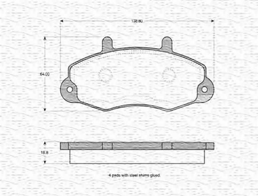 Magneti Marelli 363702160553 - Тормозные колодки, дисковые, комплект autospares.lv