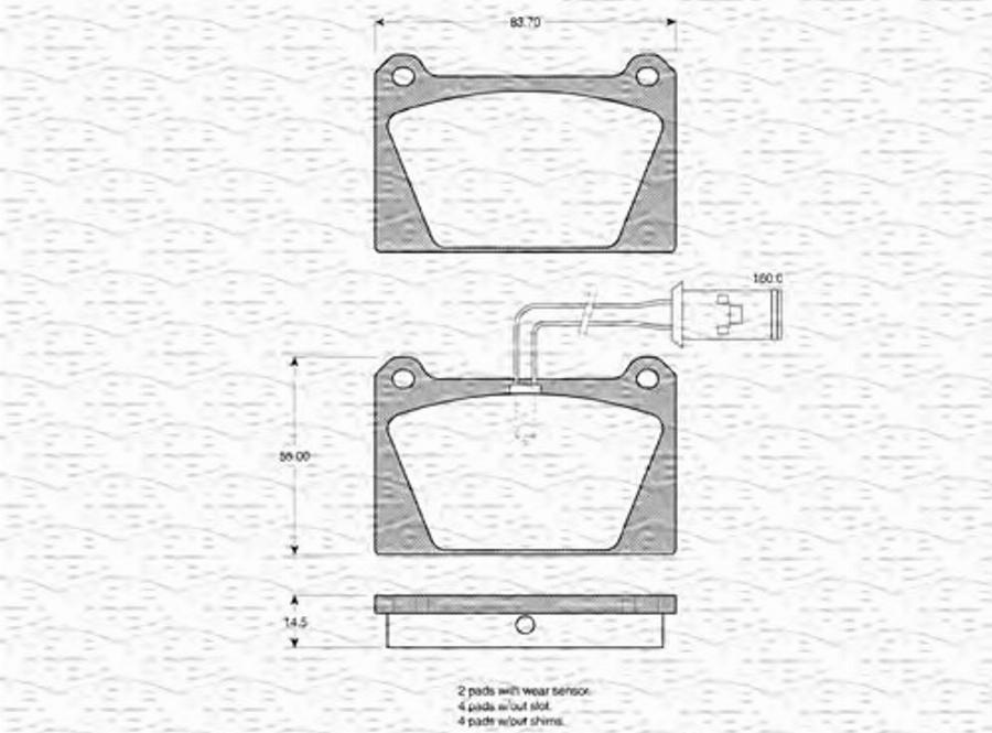 Magneti Marelli 363702160794 - Тормозные колодки, дисковые, комплект autospares.lv