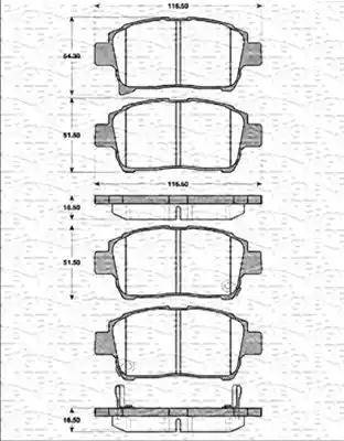 Magneti Marelli 363702161244 - Тормозные колодки, дисковые, комплект autospares.lv