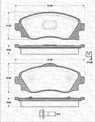 Magneti Marelli 363702161219 - Тормозные колодки, дисковые, комплект autospares.lv