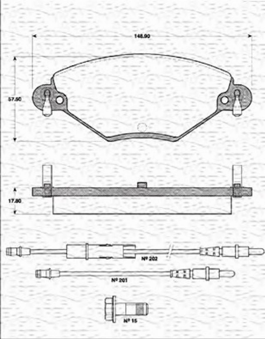 Magneti Marelli 363702161225 - Тормозные колодки, дисковые, комплект autospares.lv