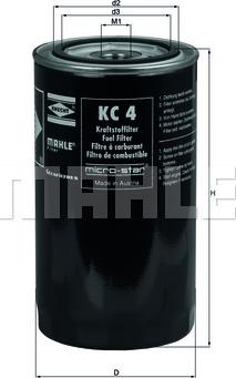 MAHLE KC 4 - Топливный фильтр autospares.lv